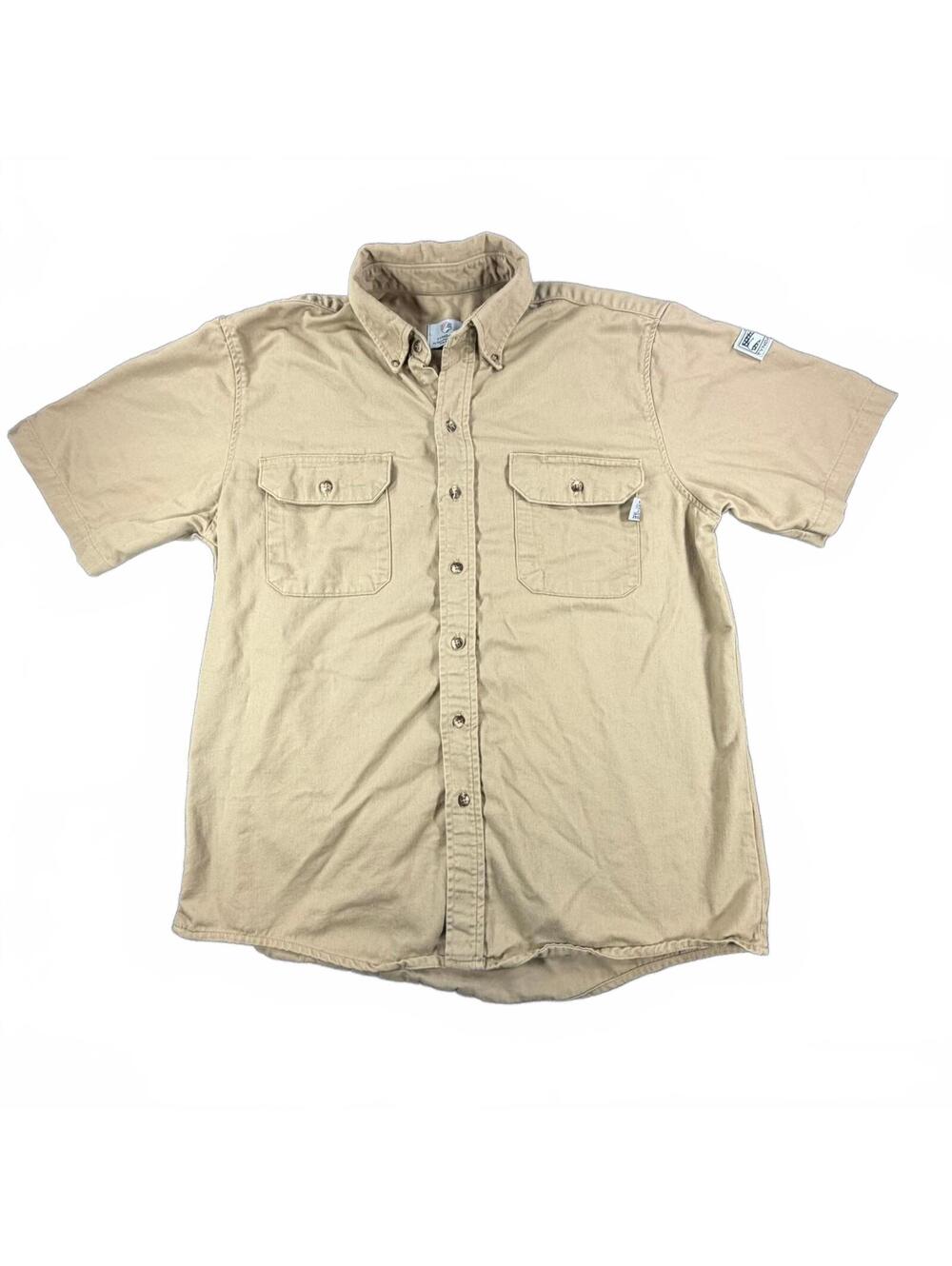 Men's Tyndale FR Flame-Resistant Button Up Work Shirt Tan Size XL